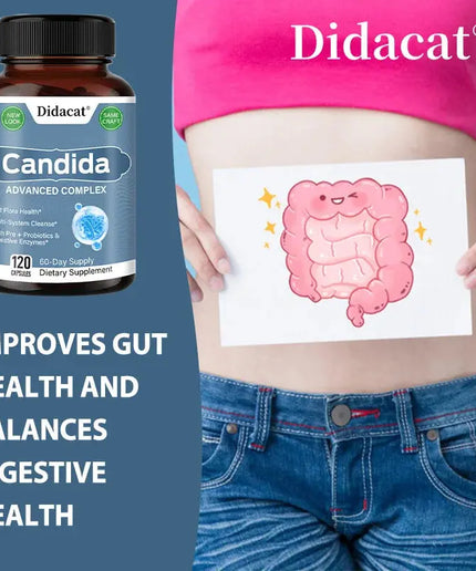 Candida Complex with Digestive Enzymes - Contains Probiotics and Oregano Extract To Balance The Gut and Aid Digestion nkhluka