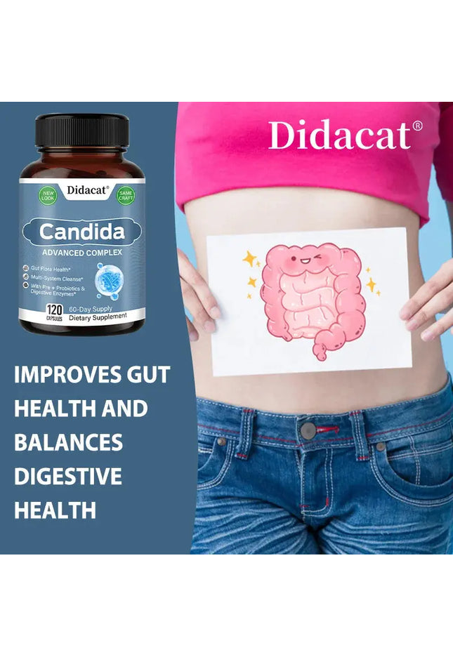 Candida Complex with Digestive Enzymes - Contains Probiotics and Oregano Extract To Balance The Gut and Aid Digestion nkhluka