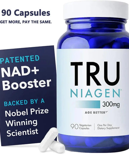 TRU NIAGEN Patented NAD+ Supplement for Anti Aging and Cell Regeneration, 300mg Niagen, Supports Cellular Energy, Brain, Muscle nkhluka