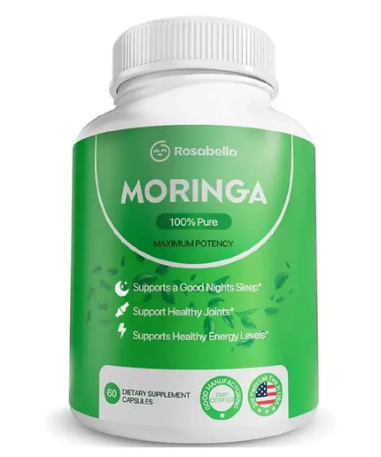 Pure Moringa Powder Capsules - Natural Green Antioxidant Superfood Supplements - Energy, Gut, Skin, Metabolism & Immune Support nkhluka