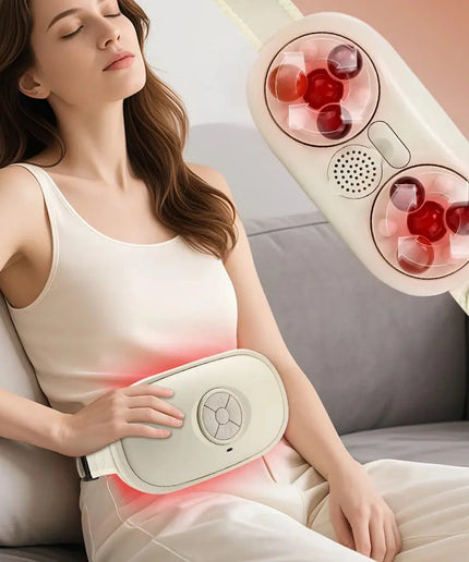 Electric Belly Shaking Massager Red Light Therapy Heating Pad Abdominal Massage Belt Bian Stone Kneading Anti Cellulite Massager nkhluka
