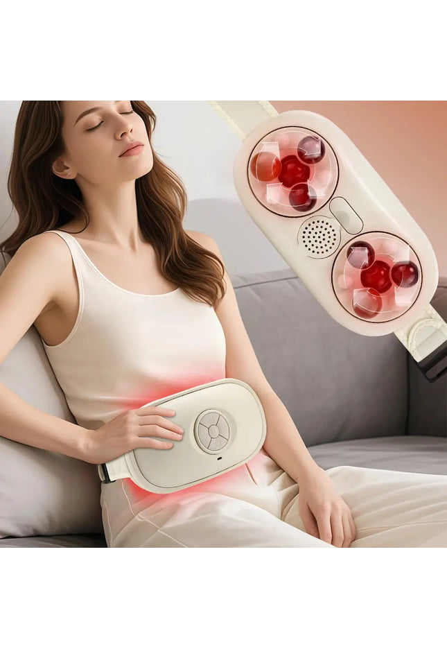 Electric Belly Shaking Massager Red Light Therapy Heating Pad Abdominal Massage Belt Bian Stone Kneading Anti Cellulite Massager nkhluka