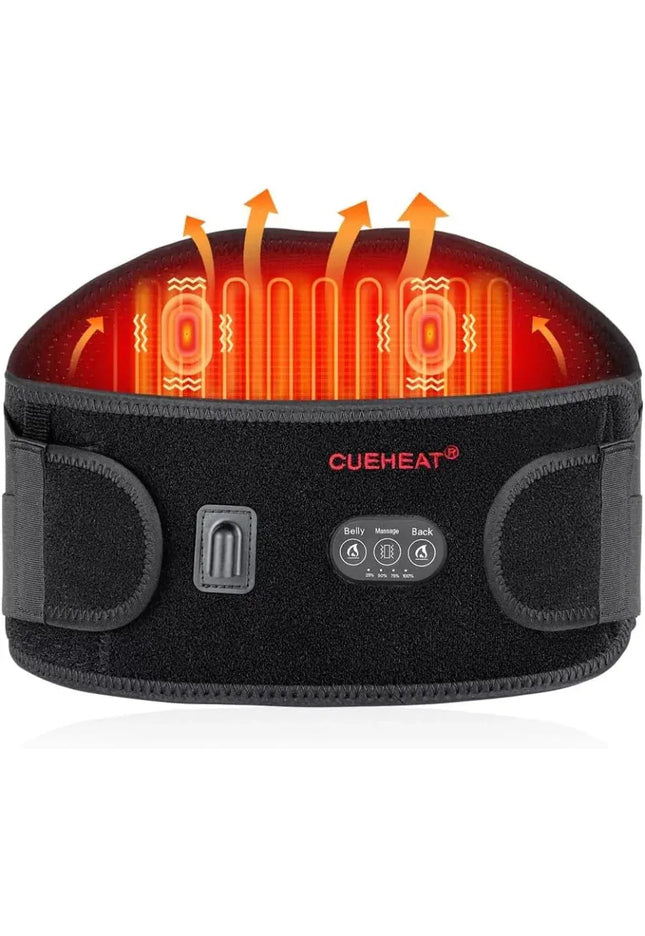 Cordless Rechargeable Heated Waist Belt with Electrical Heating and Massage Function for Low Back Pain Relief 53 Inches Long Bl nkhluka