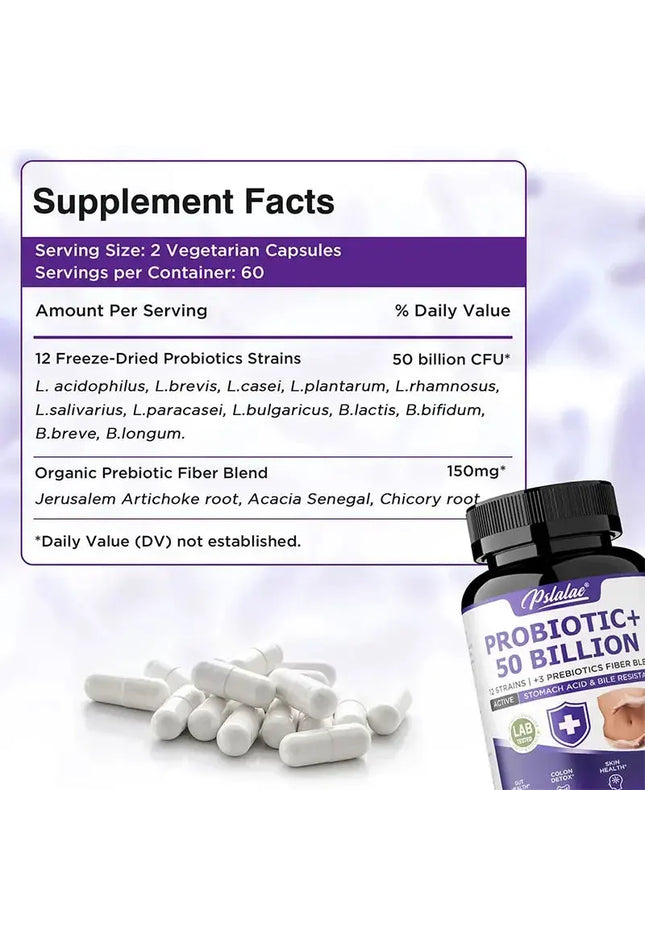 Probiotic 50 Billion - Prebiotics+Digestive Enzymes,Balances Intestinal Flora,Promotes Intestinal Health,Relieves Gas & Bloating nkhluka
