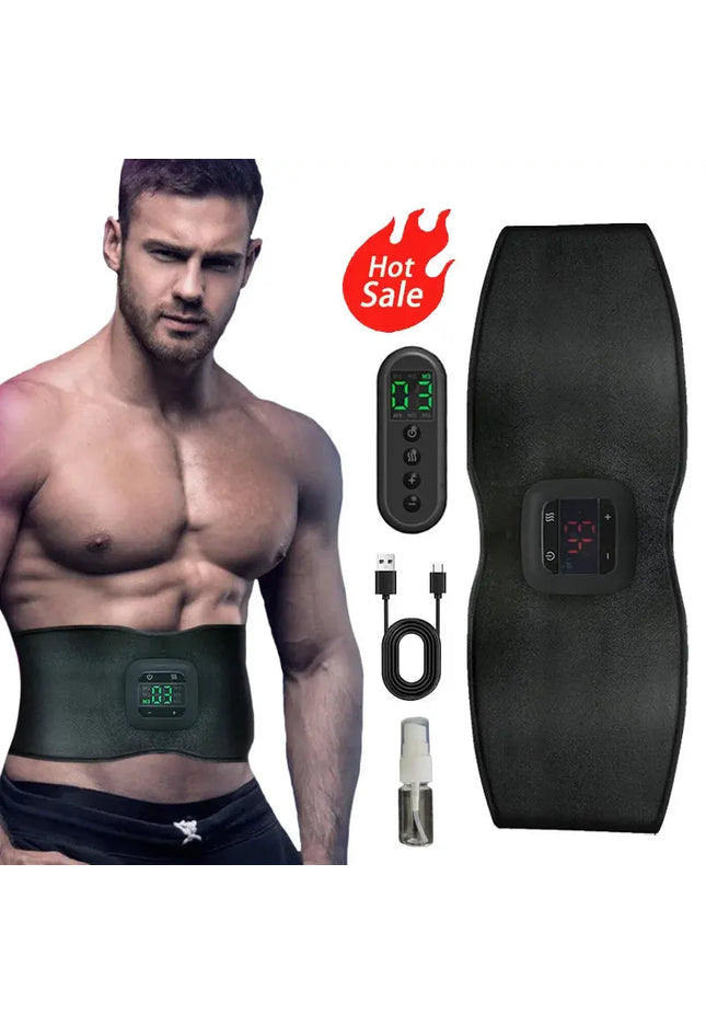 Electric Abdominal Toning Belt EMS Muscle Stimulator Toner Body Slimming Massager Heating Warm Waist Fitness  Weight Loss Unisex nkhluka