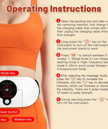 EMS Abdominal Slim Massager Electric Waist Trainer Fat Cellulite Burner Belt Vibration Muscle Massage Slimming Pulse Weight Loss nkhluka