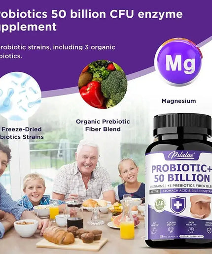 Probiotic 50 Billion - Prebiotics+Digestive Enzymes,Balances Intestinal Flora,Promotes Intestinal Health,Relieves Gas & Bloating nkhluka