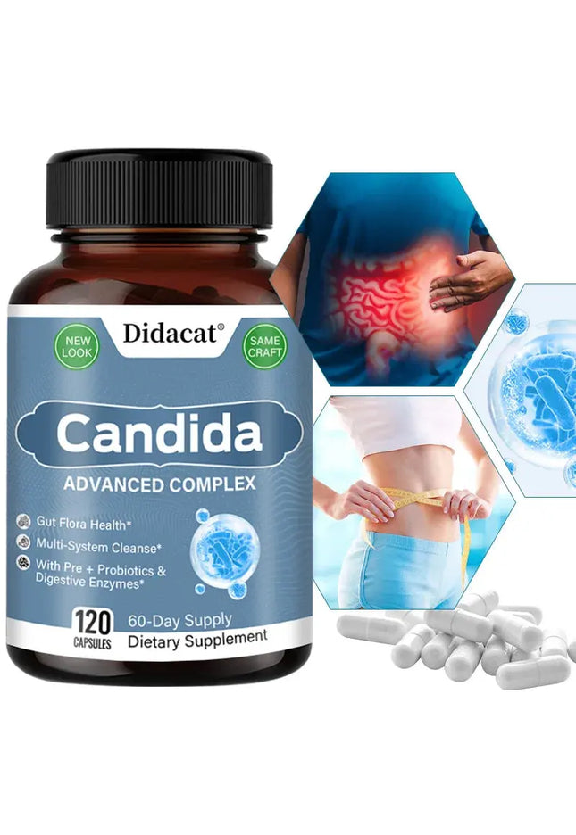 Candida Complex with Digestive Enzymes - Contains Probiotics and Oregano Extract To Balance The Gut and Aid Digestion nkhluka