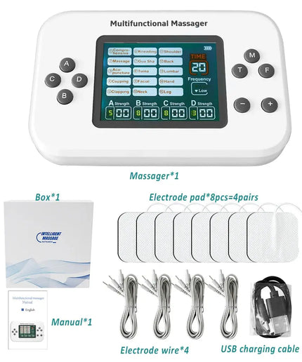 Professional 4 Channels Electrical Muscle Stimulator 15 Modes High and Low Frequency Massager Physiotherapy Electrostimulator nkhluka