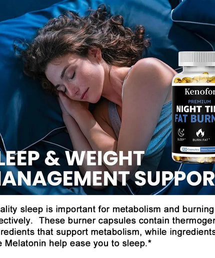 Nighttime Fat Burner Support - Contains White Kidney Bean To Promate Up Metabolism, Weight Management - 120 Capsules nkhluka