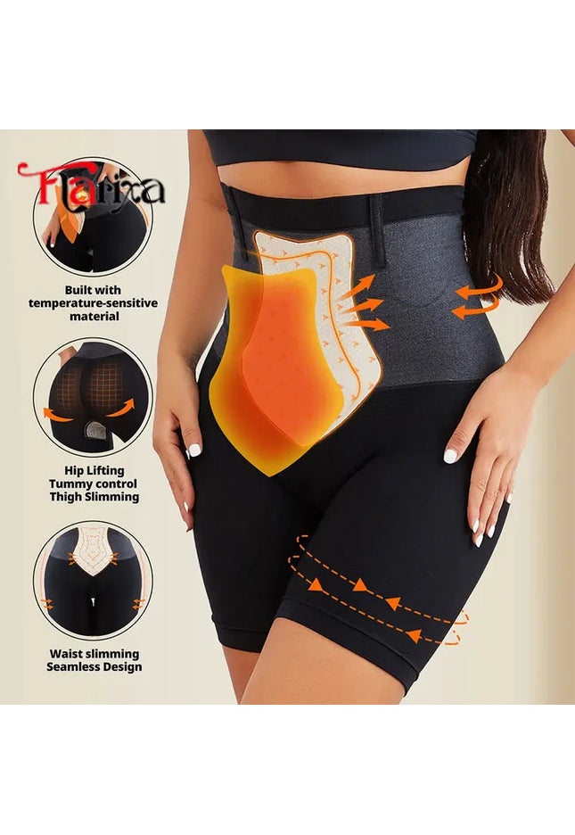 Flarixa Women High Waist Slimming Shorts Panties Tummy Control Boyshorts Shaperwear Bottom Thermal Flat Burning Sweat Panty nkhluka