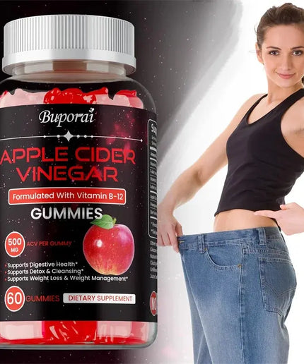 Apple Cider Vinegar Gummies - Promotes Digestive Health, Relieves Bloating and Constipation, Burns Fat, Weight Management nkhluka