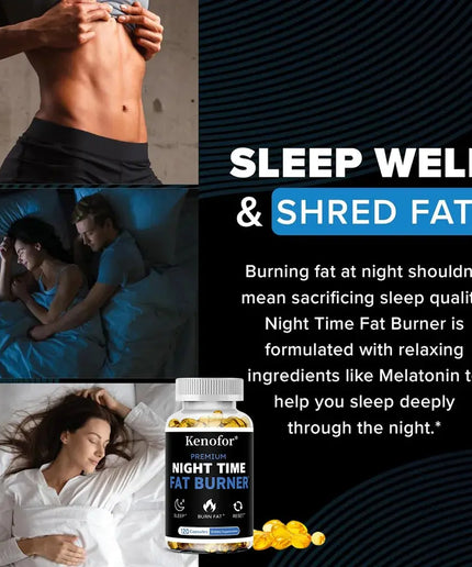 Nighttime Fat Burner Support - Contains White Kidney Bean To Promate Up Metabolism, Weight Management - 120 Capsules nkhluka