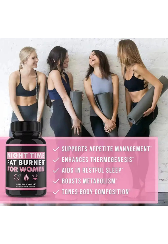 Night Time Fat Burner Supplement for Women, Belly Fat Burner & Tone Up Pills for Bloating & Metabolism, Appetite Suppressant nkhluka