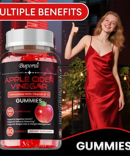 Apple Cider Vinegar Gummies - Promotes Digestive Health, Relieves Bloating and Constipation, Burns Fat, Weight Management nkhluka