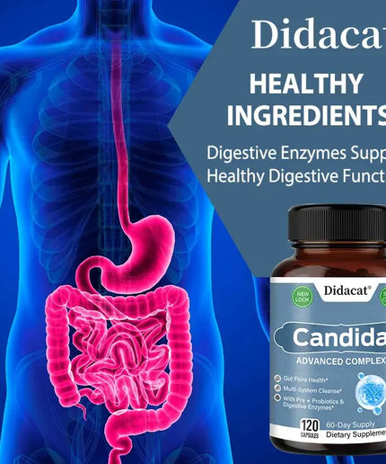 Candida Complex with Digestive Enzymes - Contains Probiotics and Oregano Extract To Balance The Gut and Aid Digestion nkhluka
