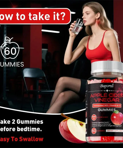 Apple Cider Vinegar Gummies - Promotes Digestive Health, Relieves Bloating and Constipation, Burns Fat, Weight Management nkhluka