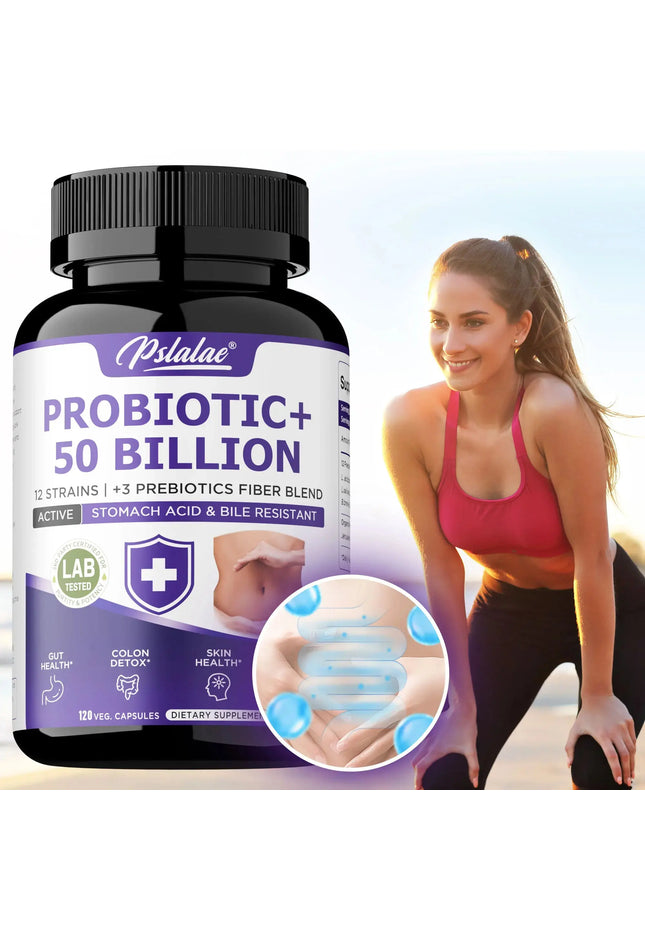 Probiotic 50 Billion - Prebiotics+Digestive Enzymes,Balances Intestinal Flora,Promotes Intestinal Health,Relieves Gas & Bloating nkhluka