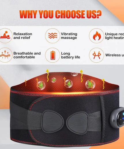 Vibration Heating Massage Waist Belt, Electric Heating Waist Massager, Rechargeable Heated Massage Belt, Blood Circulation nkhluka