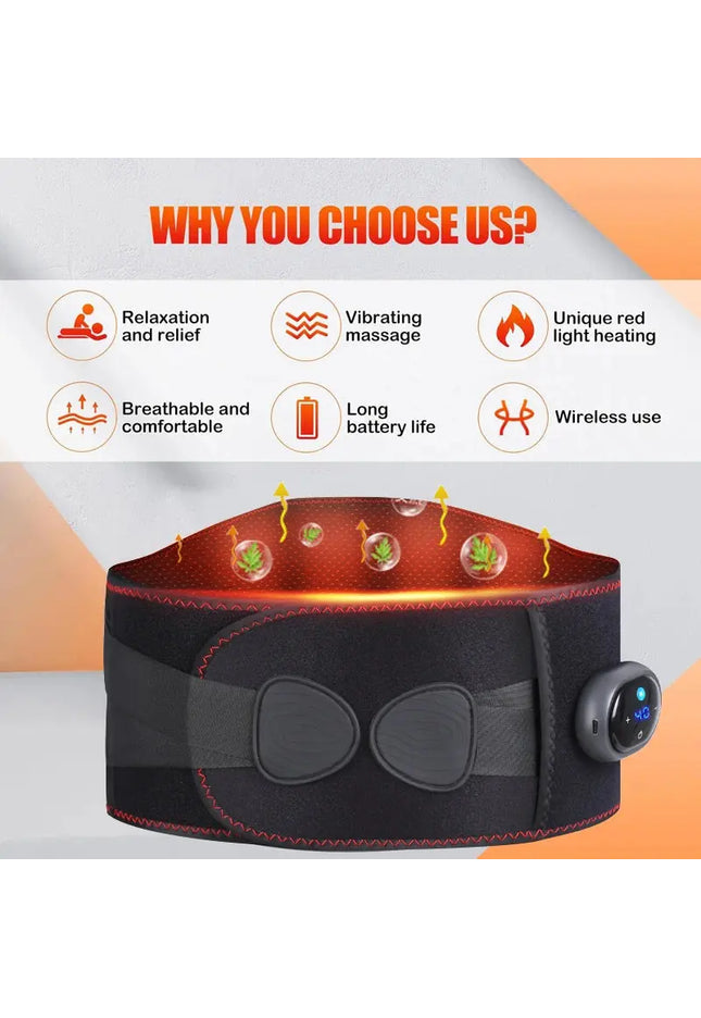 Vibration Heating Massage Waist Belt, Electric Heating Waist Massager, Rechargeable Heated Massage Belt, Blood Circulation nkhluka