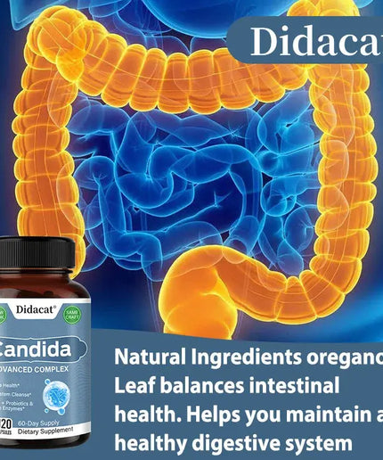Candida Complex with Digestive Enzymes - Contains Probiotics and Oregano Extract To Balance The Gut and Aid Digestion nkhluka