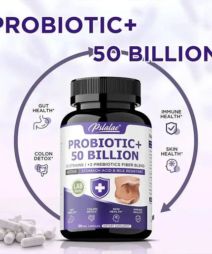 Probiotic 50 Billion - Prebiotics+Digestive Enzymes,Balances Intestinal Flora,Promotes Intestinal Health,Relieves Gas & Bloating nkhluka