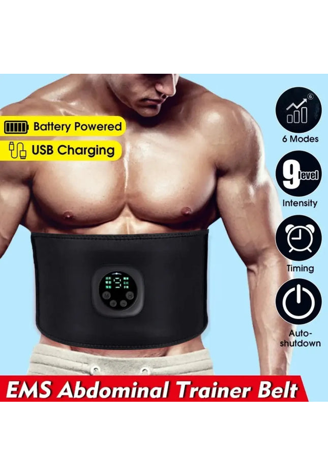 Smart pulse EMS abs belt, abdominal muscle patch, weight loss massage fitness device, black technology fat burning machine nkhluka